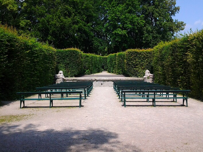 Hedge theatre in the garden of Mirabell Castle, city of Salzburg, Austria.