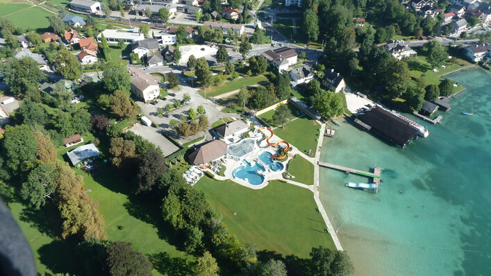Erlebnisbad Attersee, Luftaufnahme,  Attersee am Attersee, Salzkammergut