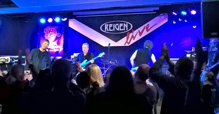 Auftritt der Don Airey Band (Don Airey, Carl Sentance, Laurence Cottle, Simon McBride, Jon Finnegan) im Reigen, Wien, 2017