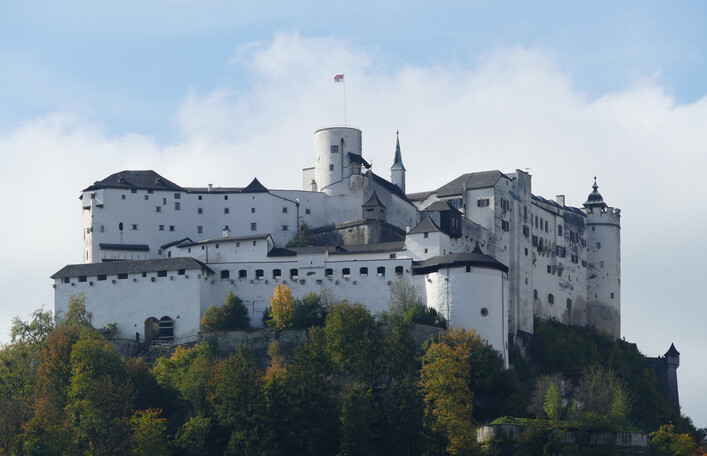 Fortress Hohensalzburg seen from north-east, City of Salzburg, Austria.