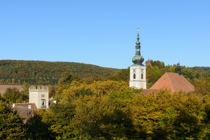 Horn tower and church of Heiligenkreuz Abbey, Lower Austria
