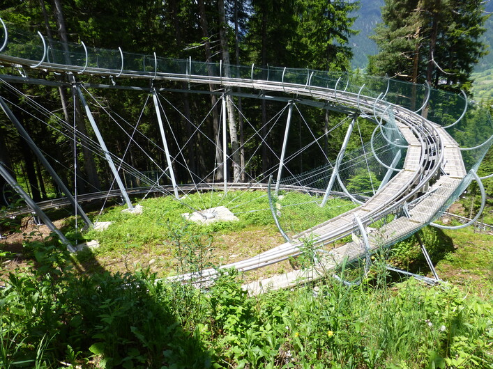 Rodelbahn Osttirodler am Lienzer Schlossberg; Kreisel im oberen Teil der Rodelbahn
