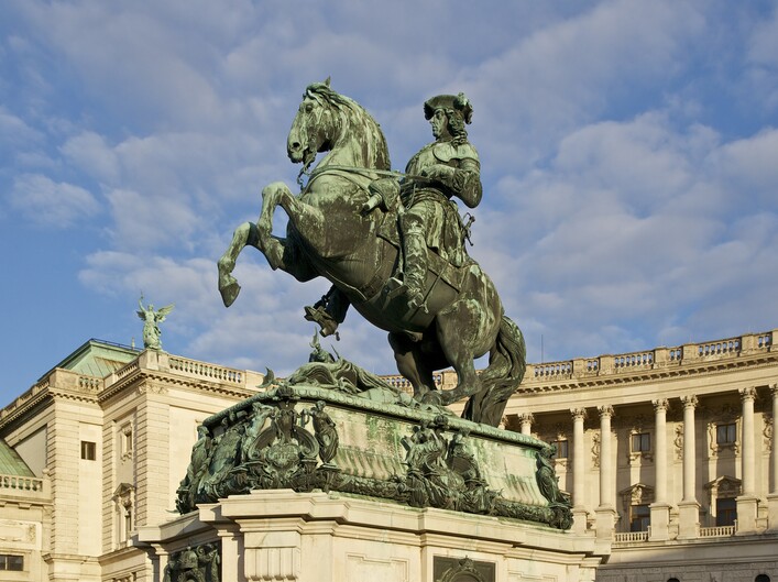 Statue of Prince Eugene of Savoy by Anton Dominik Fernkorn (1865). Heldenplatz, Vienna, Austria.