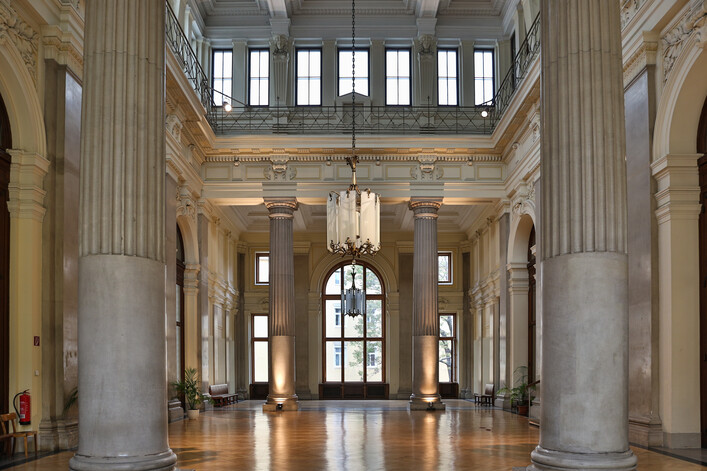 The larger hall of the former stock exchange for agricultural products (Theater Odeon) in Vienna / Austria / EU where the AGTT Screen Force Day was held on 10 May 2016th.