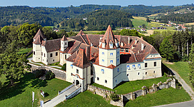 East view of Kornberg Castle in Austria.