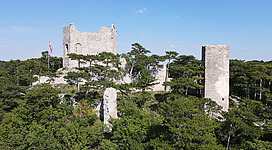 Southwest view of the Mödling castle ruins, Lower Austria.