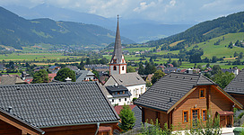 View of Sankt Margarethen im Lungau from Schlögelbergweg, 2023