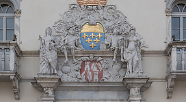 Overdoor of the main portal of castle Porcia, municipality Spittal an der Drau, district Spittal an der Drau, Carinthia, Austria, European Union