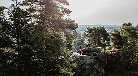 Drohnenaufnahme vom Heidenstein in Rainbach im Mühlkreis