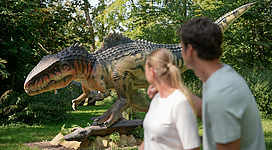 Foto Oberösterreich Tourismus GmbH/Martin Fickert: Familienausflug ins Dinoland Schloss Katzenberg. Interreg Bayern-Österreich – Kofinanziert von der Europäischen Union.