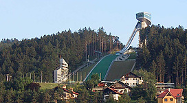 View of Bergisel ski jumping hill in Innsbruck (Austria) from the North