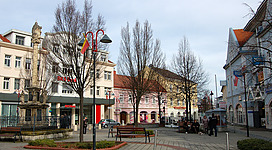 Main square of Mattersburg, Burgenland, Austria; view towards northeast