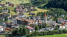 View over the centre of Galtür. Paznaun, Tyrol, Austria