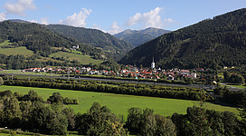 Die Ortschaft Kalwang in der Steiermark, Österreich