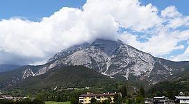 Telfs-Sagl, panorama to mountain