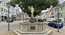 Fountain on market place of Aigen-Schlägl, Upper Austria