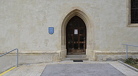 The main portal of the chapel Annakapelle  in Sankt Johann im Pongau in Austria.