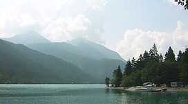 View from Achenkirch to the lake Achensee. The Lake is located in Austria