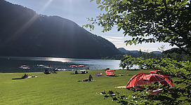 Sonnenaufgang beim Badeplatz Hirschpoint.