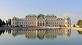 The Belvedere is a historic building complex in Vienna, Austria, consisting of two baroque palaces (the Upper (seen here) and Lower Belvedere), the Orangery, and the Palace Stables. The buildings are set in a baroque park landscape in the 3rd district of the city, south-east of its centre. It houses the Belvedere museum. The grounds are set on a gentle gradient and include decorative tiered fountains and cascades, baroque sculptures, and majestic wrought iron gates. The palace complex was built as a summer residence for Prince Eugene of Savoy.