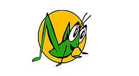 Theater Heuschreck in Wien: Eine runde, gelbe Figur mit grünen Antennen und großen, freundlichen Augen.