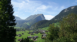Blick vom Holdamoos auf die Kanisfluh in Au (Vorarlberg).