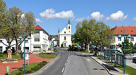 Main square of Rechnitz, Austria.