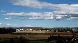 Die Gemeinde Wagna in der Steiermark, von Südwesten aus gesehen. Österreich