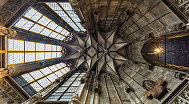 Vault with hanging keystones in St. Barbara's Chapel of St. Stephen's Cathedral, Vienna, Austria