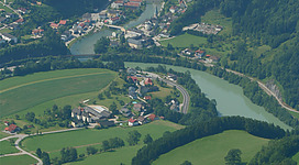 Reichraming from the Schieferstein with Reichramingbach an the Enns river