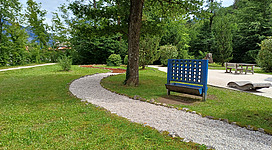 Auf diesem Bild sieht man die Waldinsel Unterach und ein Spiel auf der rechten Seite.