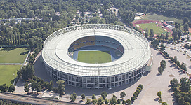 Aerial view of Ernst-Happel-Stadion, Vienna, Austria