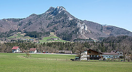 The mountain Dürres Eck in the Upper Austrian Pre-Alpsis located in the municipality of Molln. View from Mairberg, Grünburg